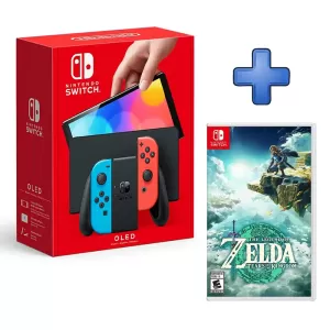 PACK CONSOLA  NINTENDO SWITCH OLED NEON + VIDEOJUEGO ZELDA TEARS OF THE KINGDOM SWITCH 
