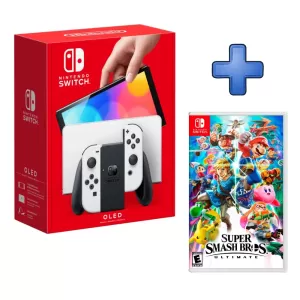 PACK CONSOLA  NINTENDO SWITCH OLED BLANCO + VIDEOJUEGO SUPER SMASH BROS ULTIMATE 